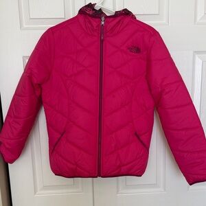 The North Face Girls Hot Pink Hooded Puffer Jacket